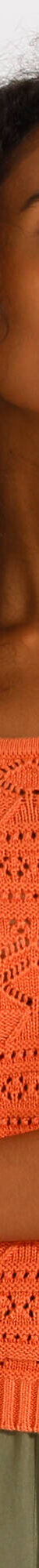 Pull col carré uni, maille ajourée (mandarine) Pull col carré uni, maille ajourée (mandarine)